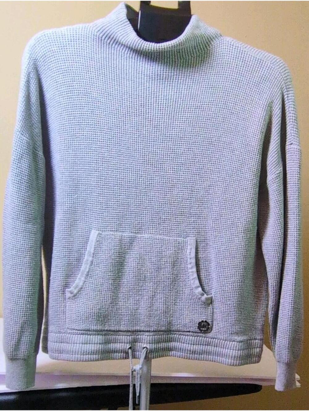 MICHAEL Kors Knit Gray Pullover Mock Neck Sweater Logo Pockets Women XL